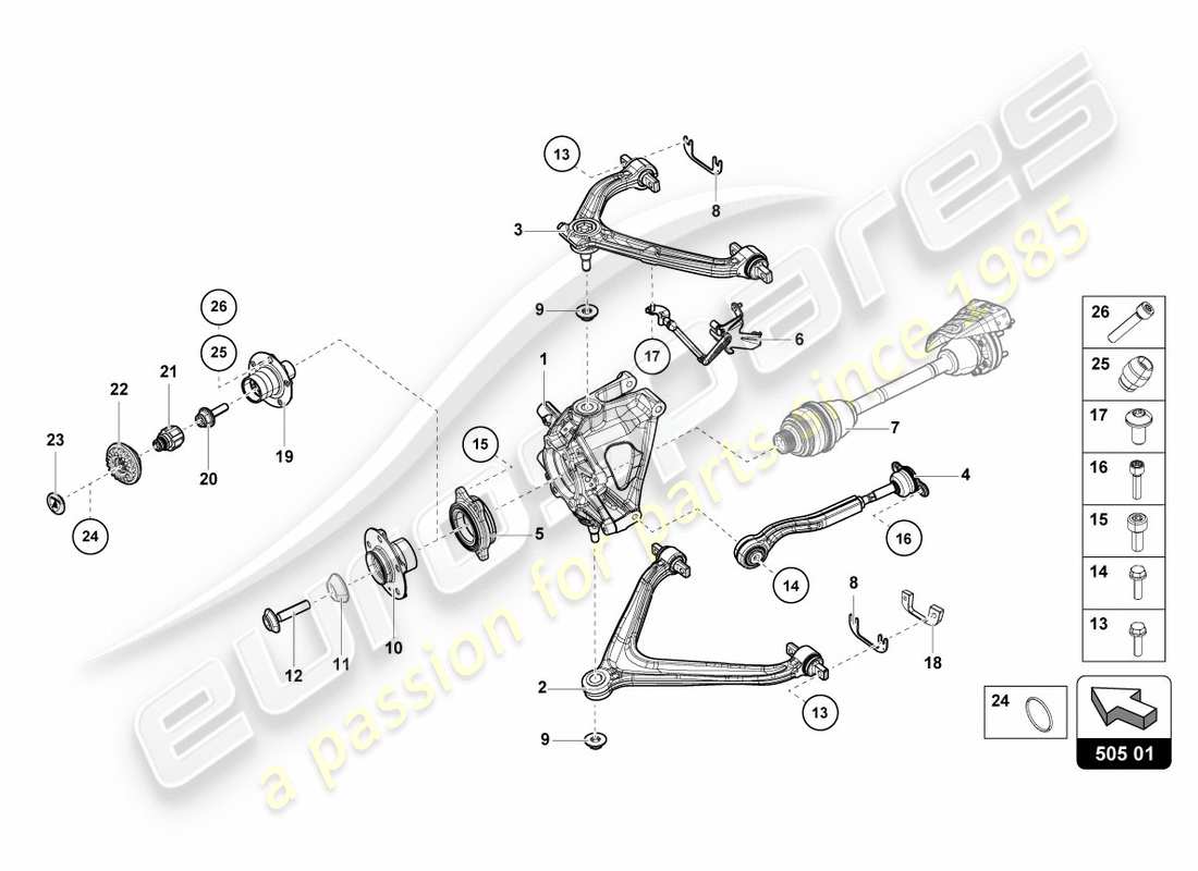 lamborghini performante spyder (2018) rear axle rear part diagram