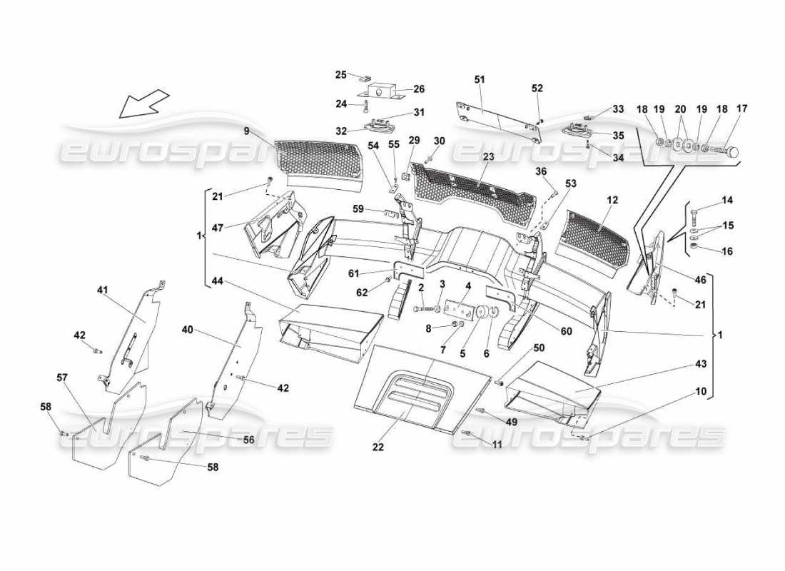 lamborghini murcielago lp670 rear bumpers parts diagram