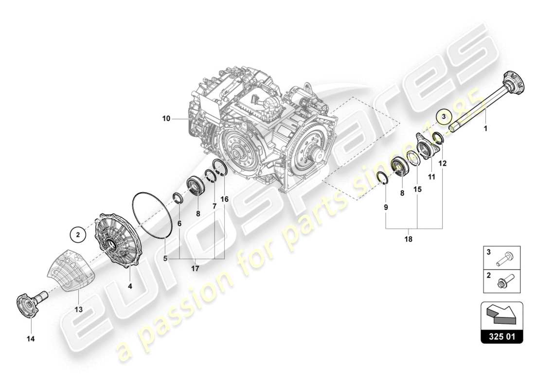 lamborghini lp610-4 coupe (2018) flanged shaft with bearing part diagram