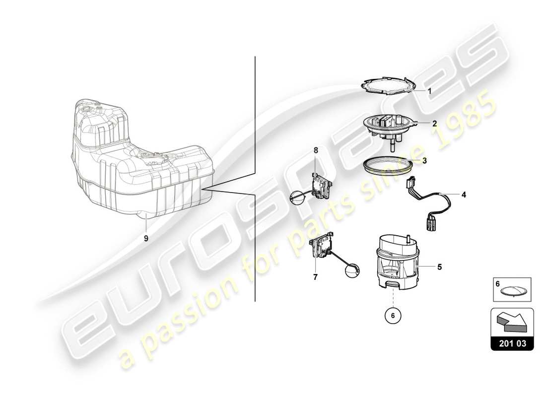 lamborghini lp580-2 coupe (2018) fuel delivery module right parts diagram