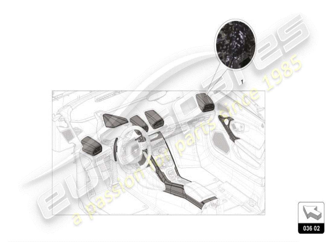 lamborghini accessories (lp580-2 coupe) interior decor 'forged' part diagram
