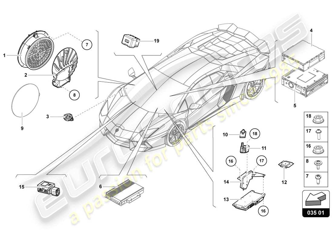 lamborghini 2014 (lp720-4 coupe 50) radio unit part diagram