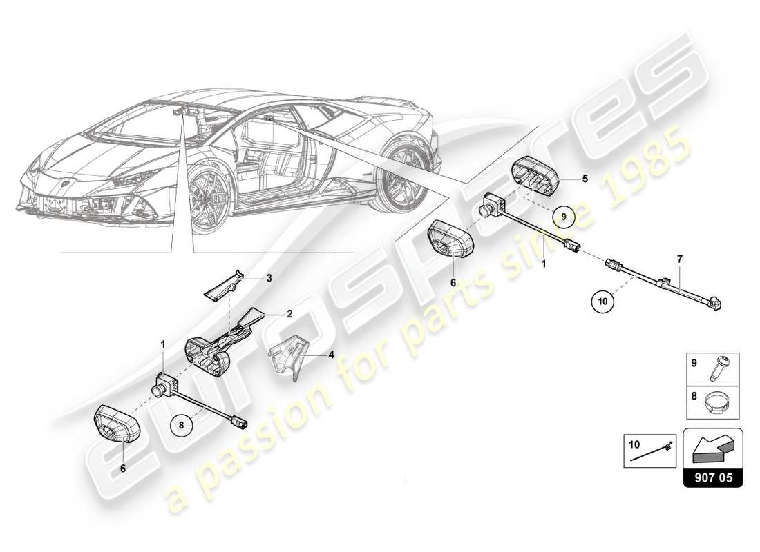 lamborghini 2020 (evo spyder) electrical parts for video recording and telemetry system part diagram
