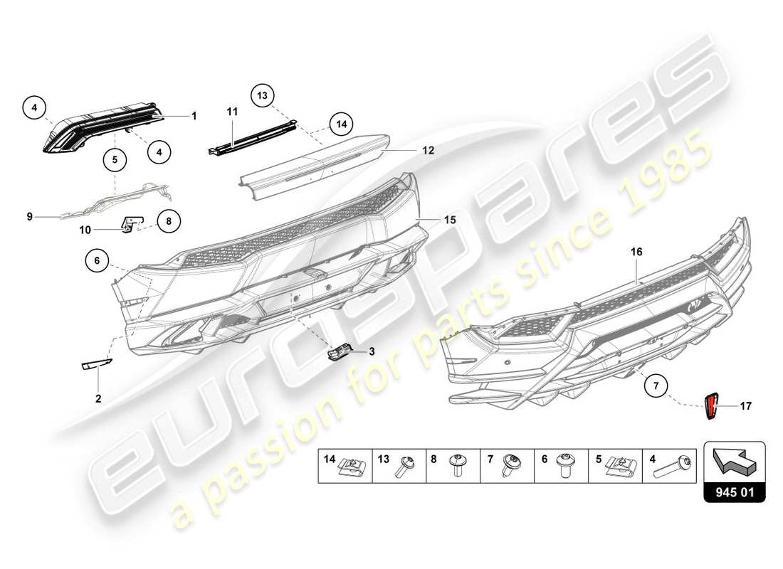 lamborghini lp610-4 coupe (2018) tail light part diagram