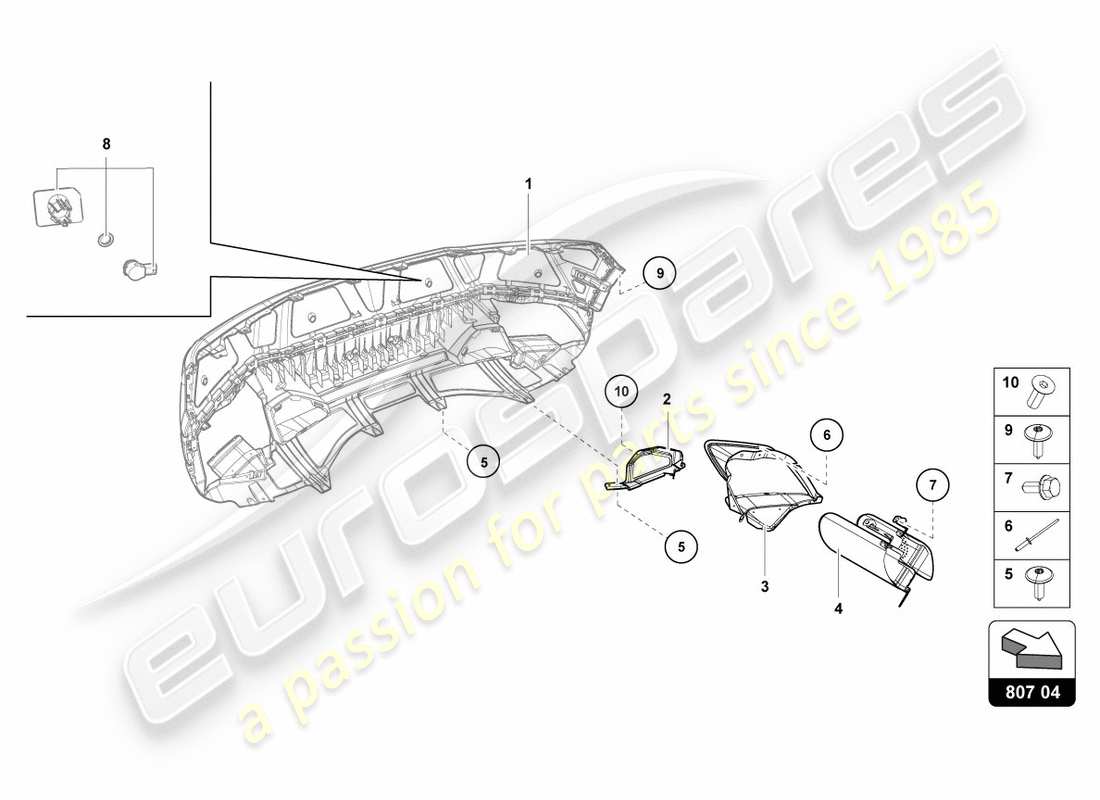 lamborghini lp580-2 spyder (2018) heat shield rear, inner part diagram