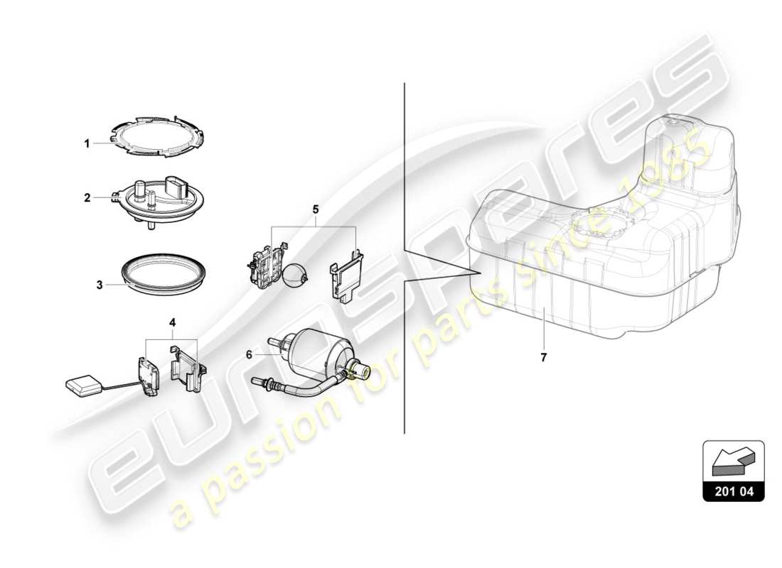 lamborghini performante coupe (2018) fuel filter left parts diagram