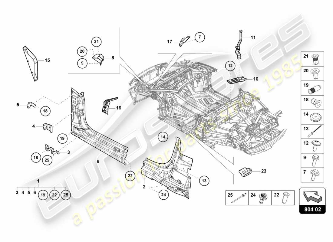 lamborghini lp580-2 spyder (2018) reinforcement parts diagram