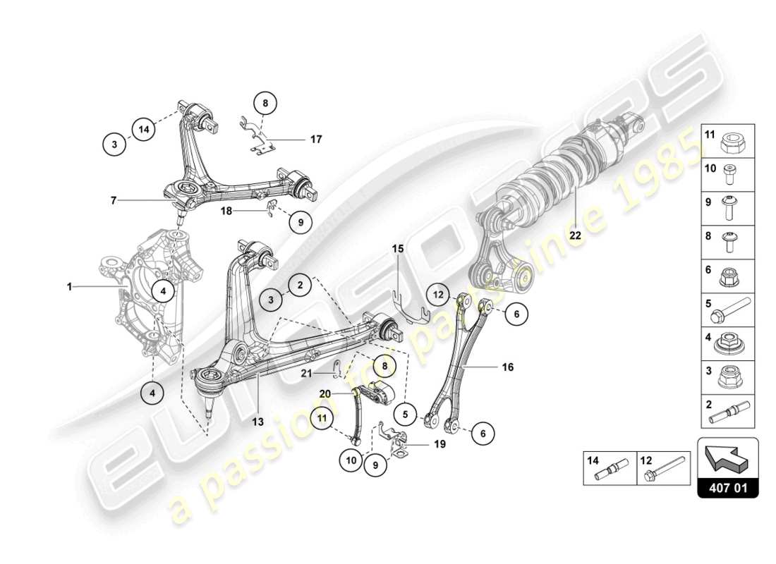 lamborghini sian (2021) suspension front parts diagram