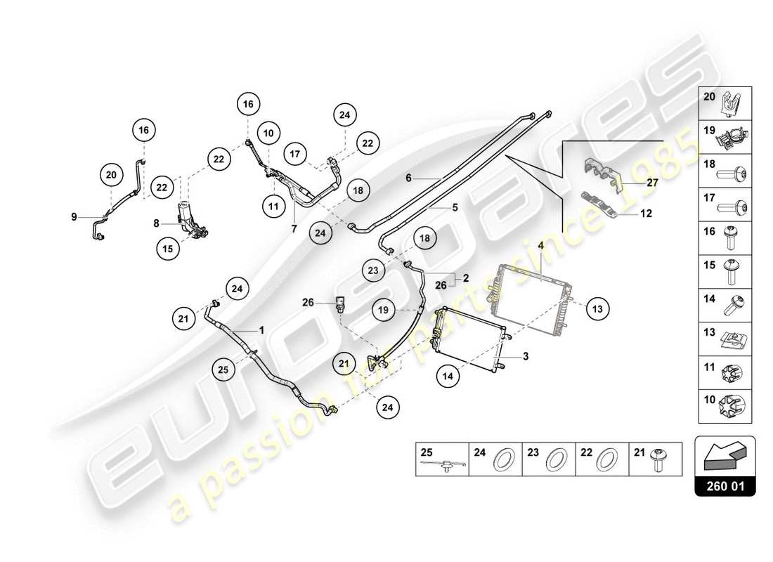 lamborghini evo coupe (2020) a/c condenser part diagram