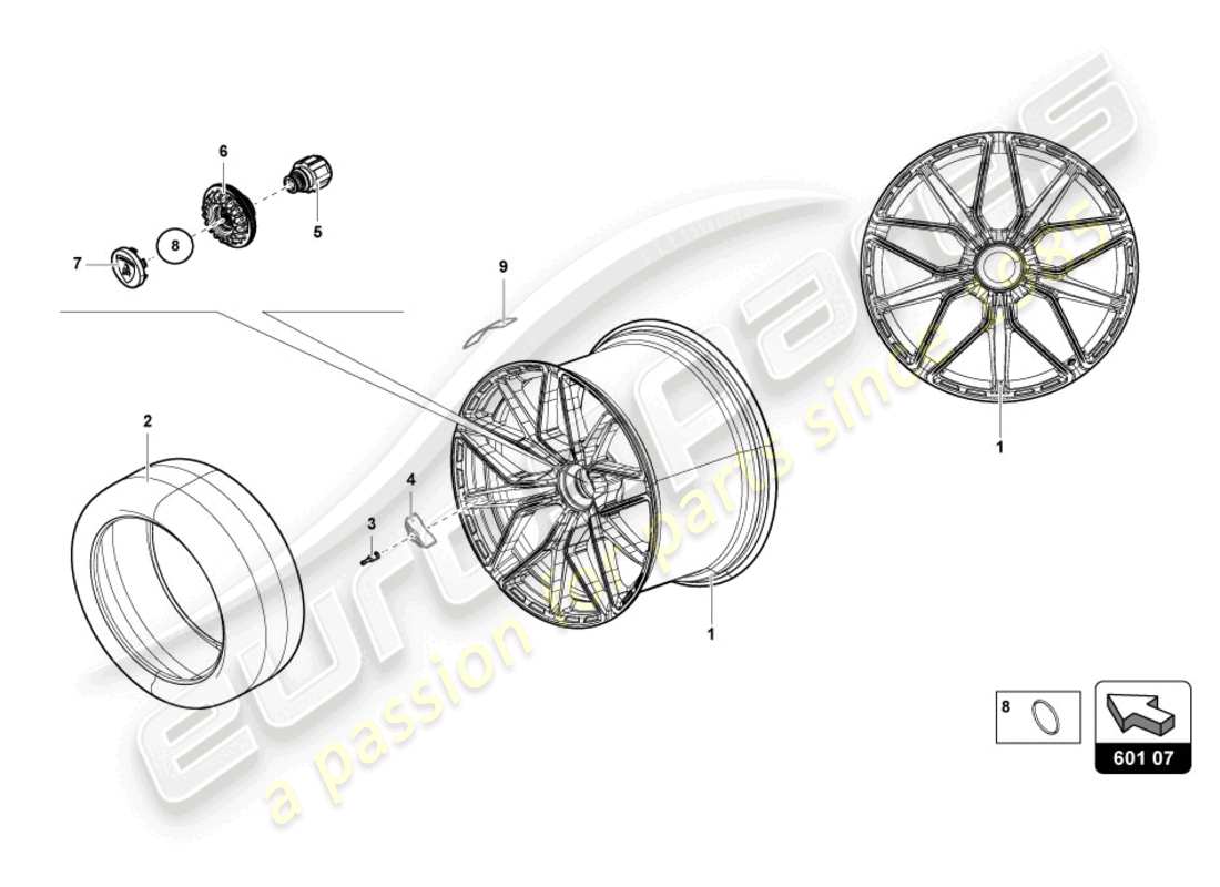 lamborghini sian (2021) wheels/tyres parts diagram