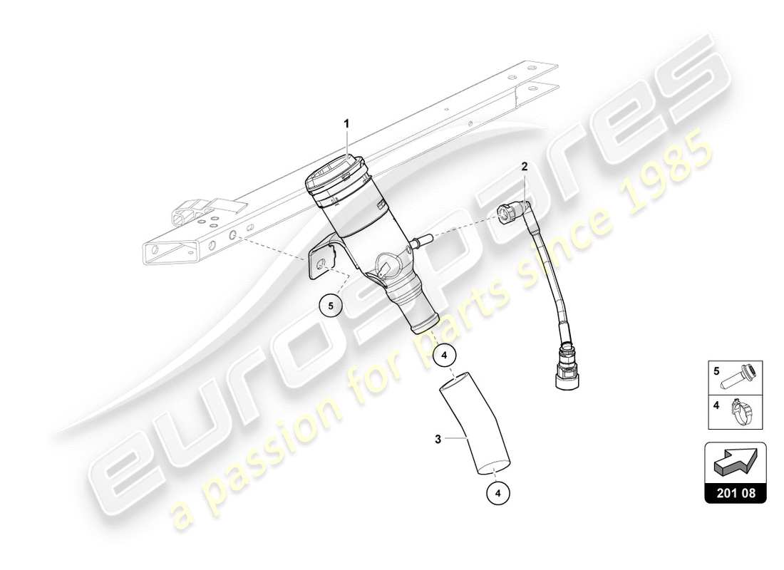 lamborghini performante coupe (2018) fuel filler neck parts diagram