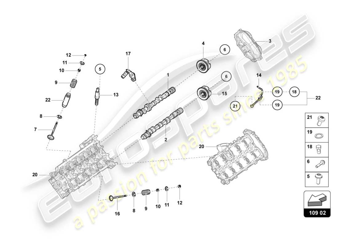 lamborghini lp610-4 spyder (2018) camshaft, valves part diagram
