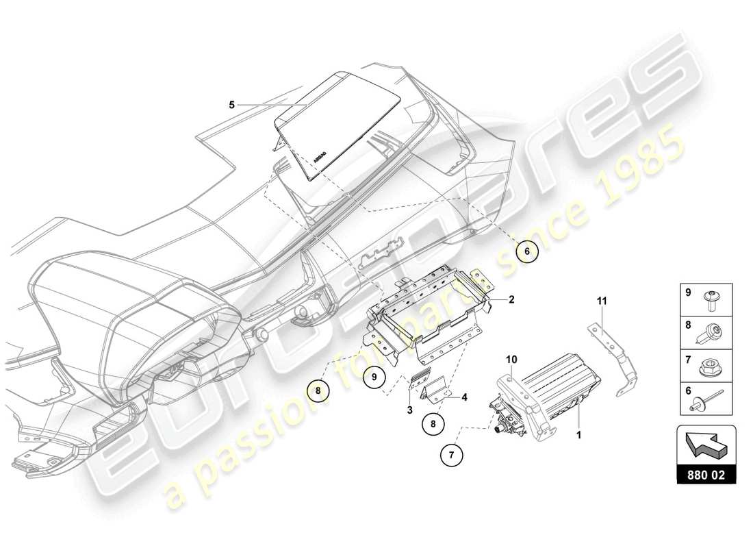 lamborghini lp740-4 s coupe (2020) airbag unit part diagram