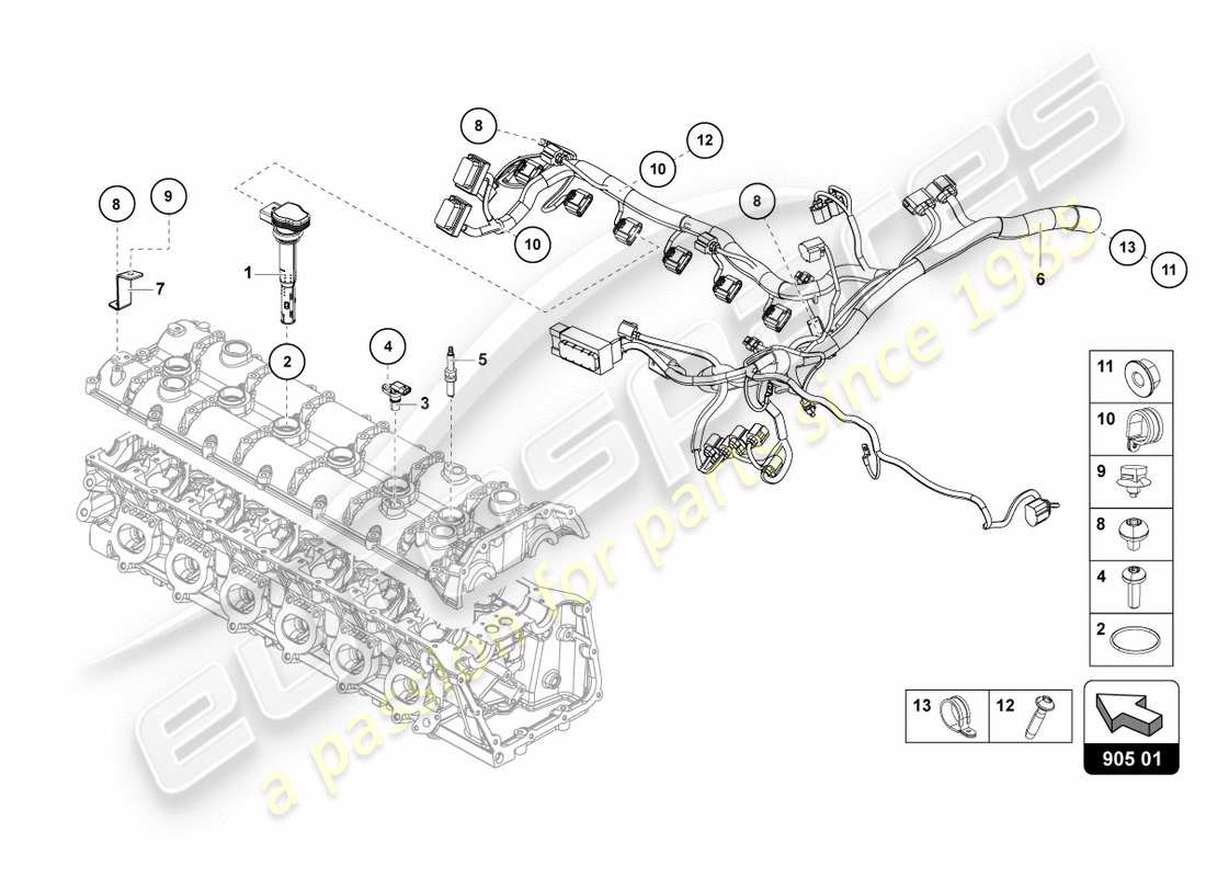lamborghini centenario roadster (2017) ignition system parts diagram