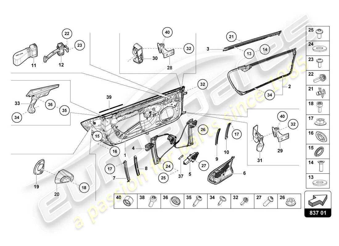 lamborghini lp610-4 coupe (2018) doors part diagram