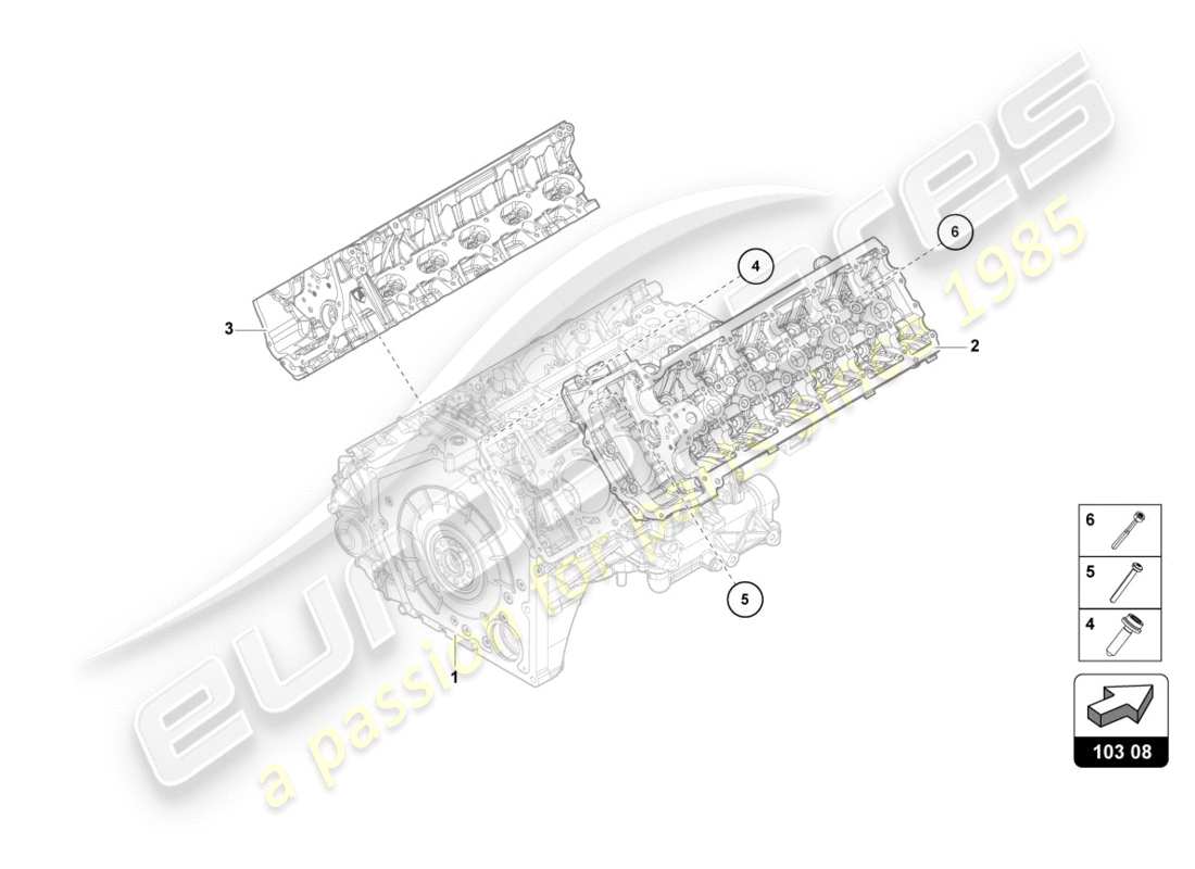 lamborghini 2016 (lp580-2 spyder) complete cylinder head (without camshaft and without glow plug) part diagram