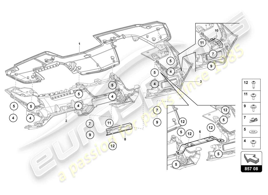 lamborghini lp700-4 coupe (2014) instrument panel parts diagram