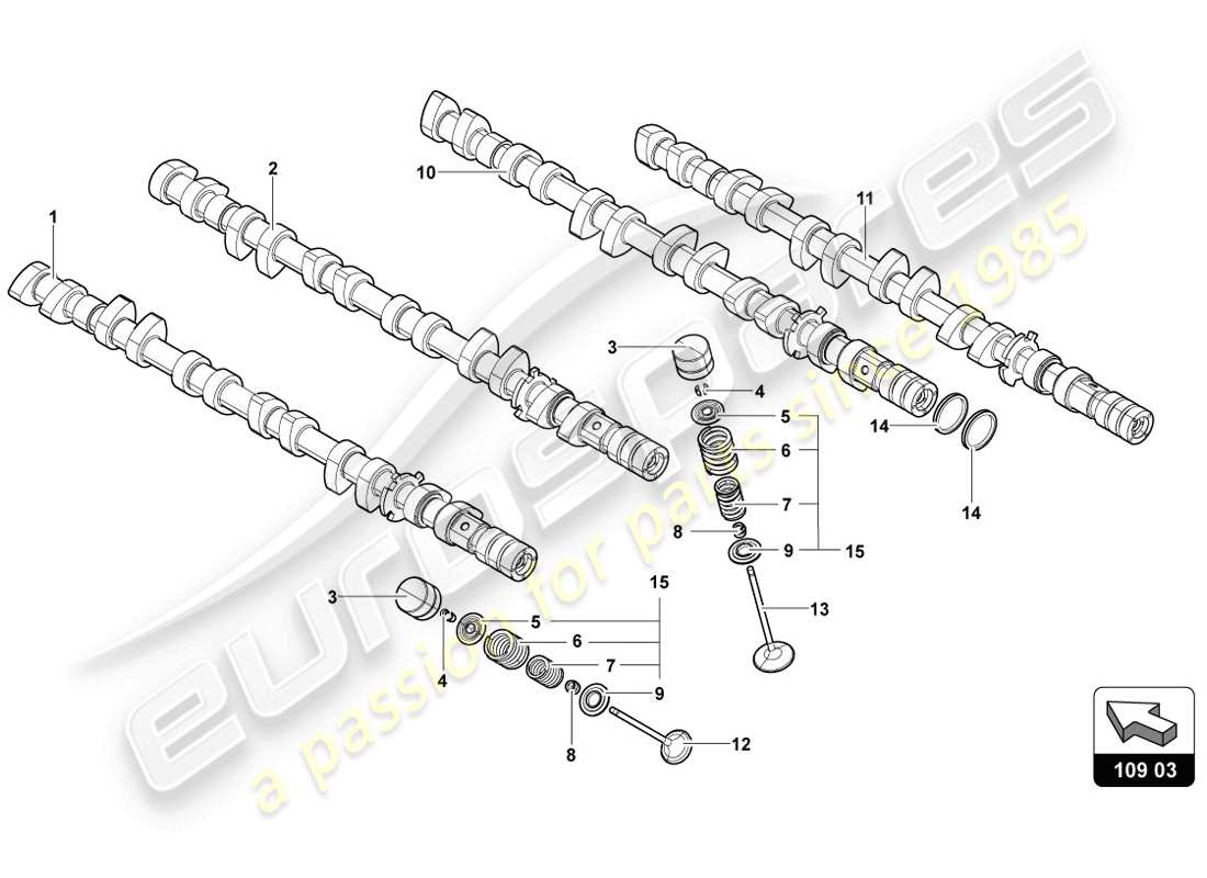 lamborghini lp720-4 coupe 50 (2014) camshaft valves parts diagram