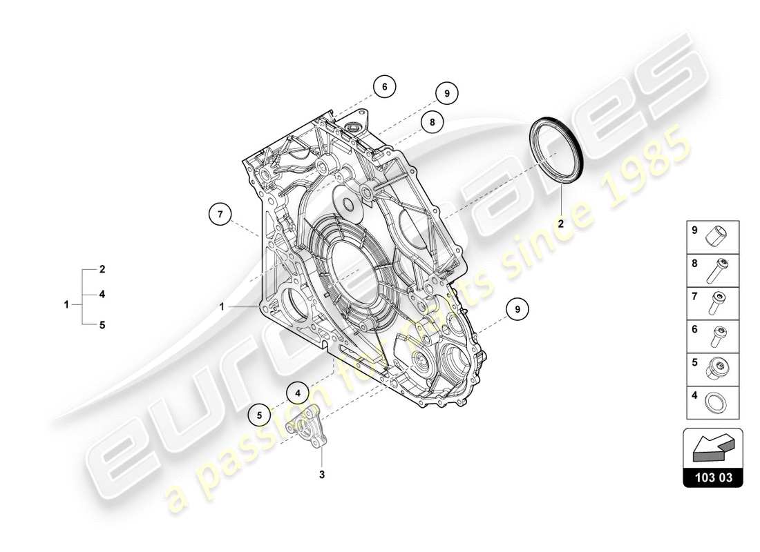 lamborghini lp580-2 coupe (2019) cover for timing case parts diagram