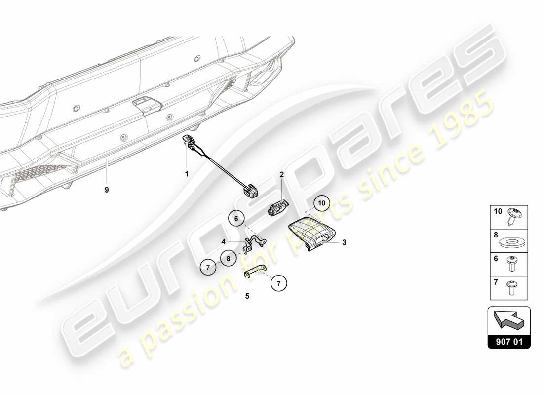 lamborghini lp610-4 spyder (2019) reversing camera parts diagram