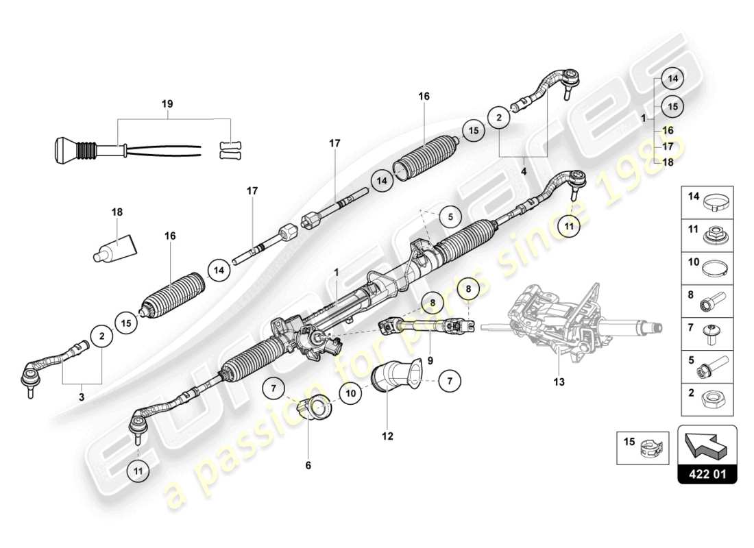 lamborghini lp700-4 roadster (2013) steering rod part diagram