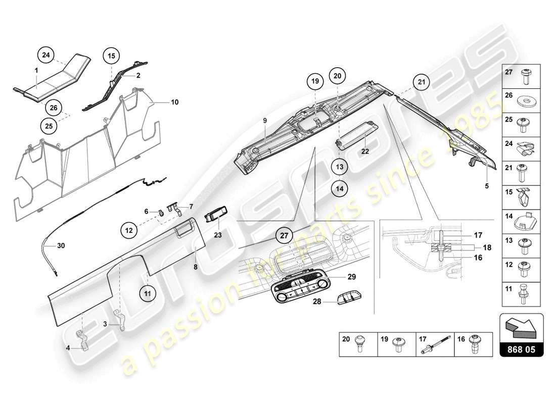 lamborghini 2013 (lp700-4 roadster) interior decor part diagram