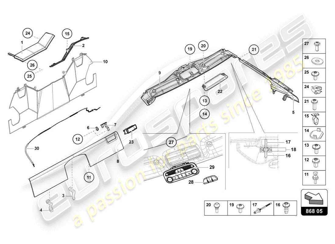 lamborghini lp700-4 roadster (2013) interior decor part diagram