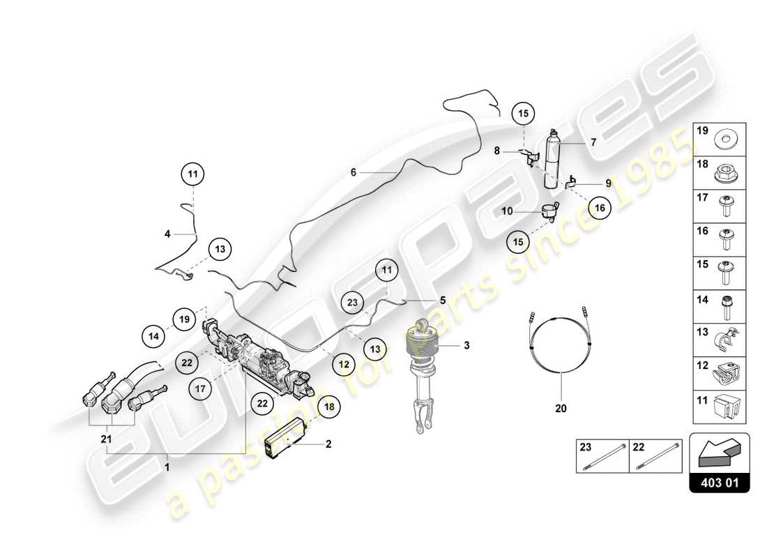 lamborghini evo spyder (2020) lifting device part diagram