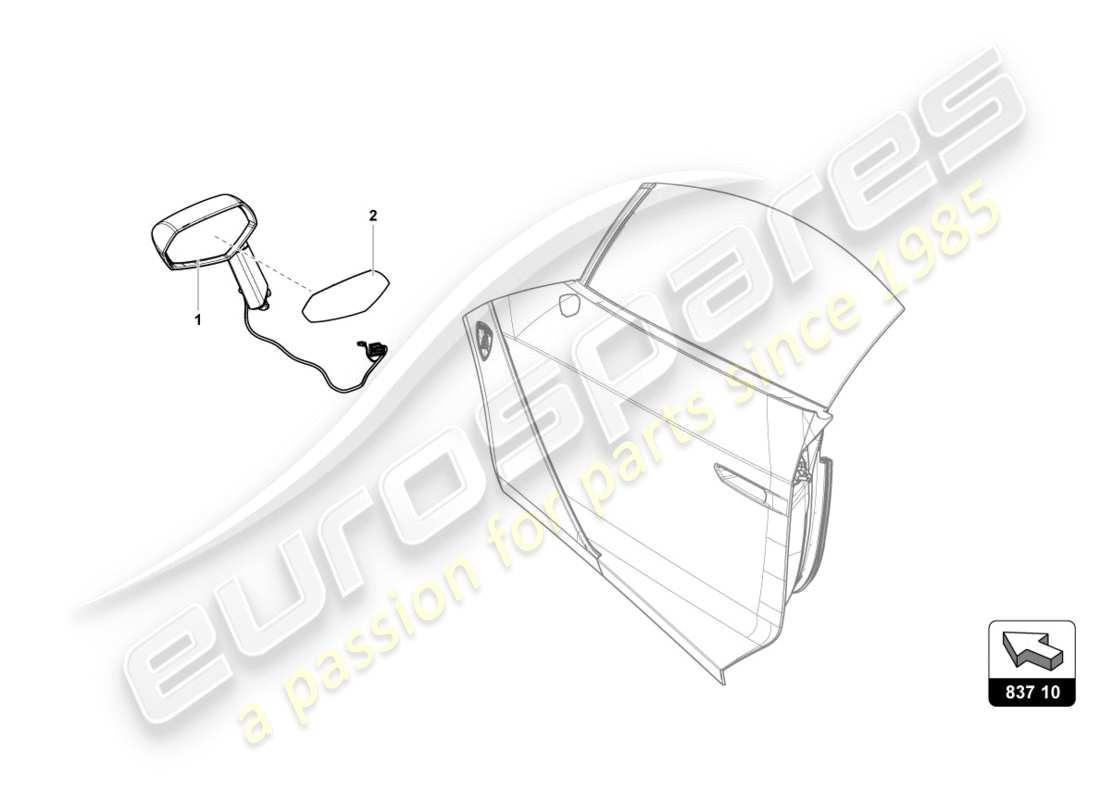 lamborghini centenario roadster (2017) exterior mirror parts diagram