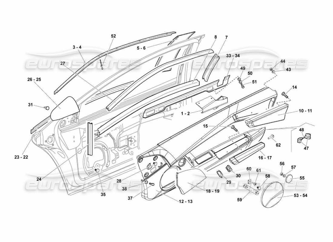 lamborghini murcielago lp670 doors parts diagram