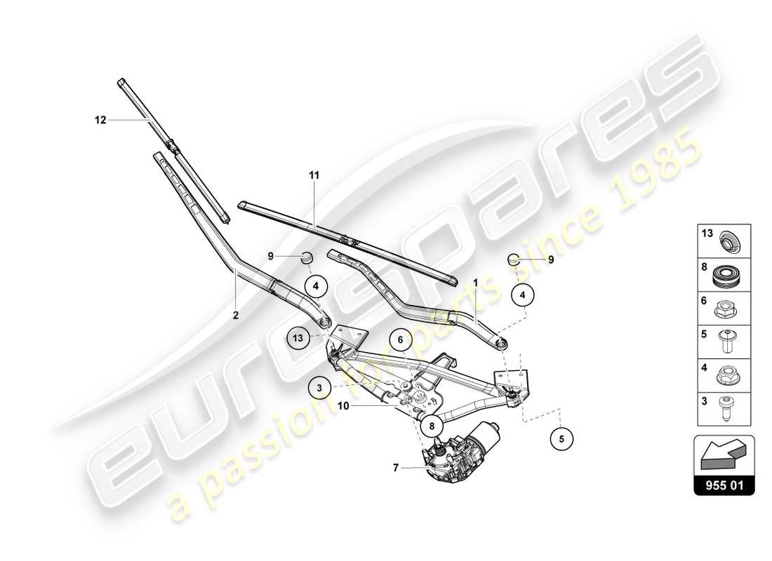 lamborghini centenario roadster (2017) windshield wiper parts diagram