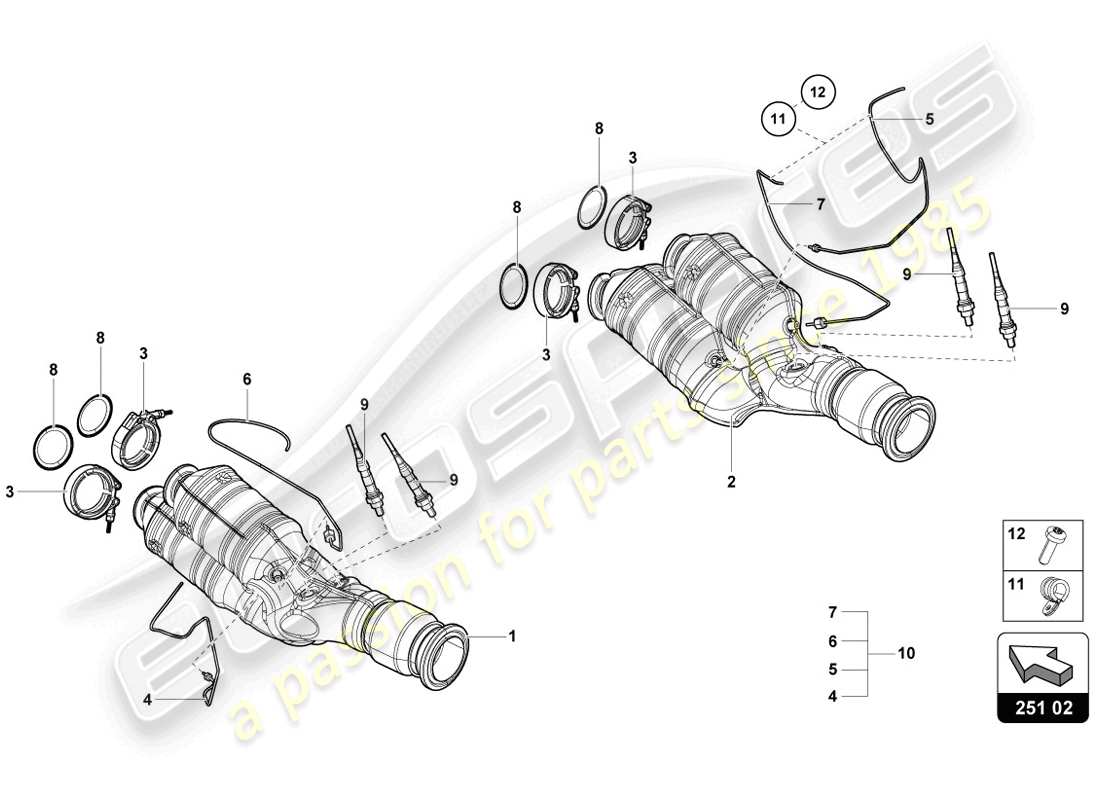 lamborghini 2014 (lp720-4 coupe 50) catalytic converter part diagram