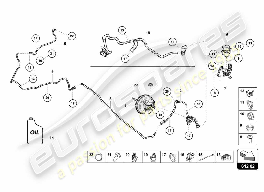 lamborghini lp580-2 spyder (2019) hydraulic system for brake servo parts diagram