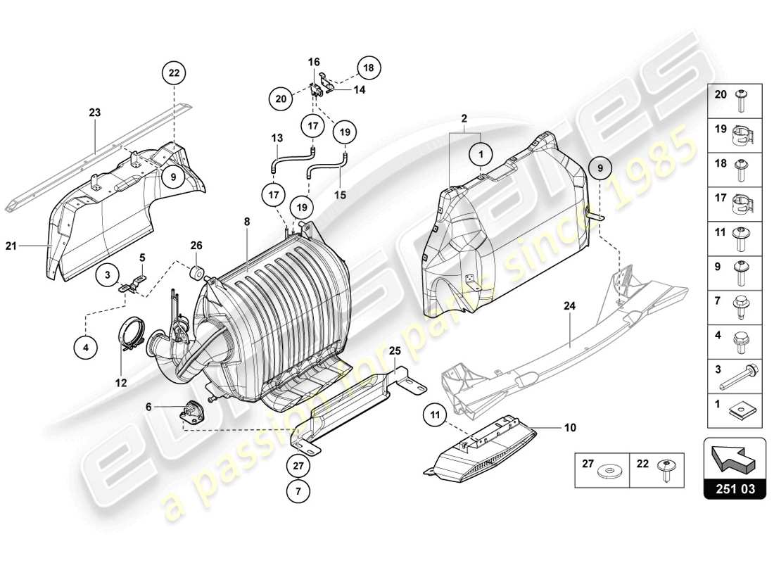 lamborghini 2014 (lp720-4 coupe 50) silencer with catalyst part diagram
