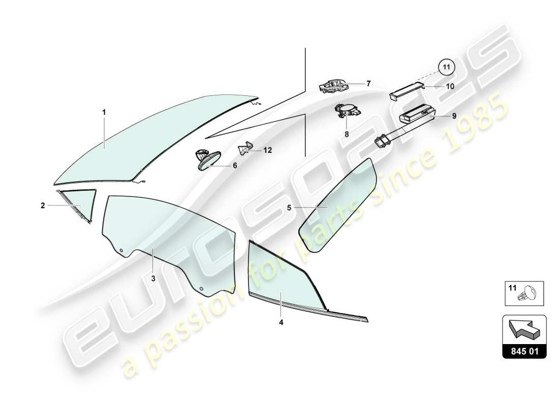 lamborghini lp610-4 avio (2017) window glasses part diagram