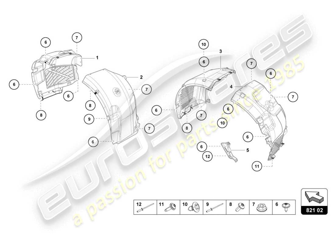 lamborghini lp610-4 coupe (2015) wheel housing trim parts diagram