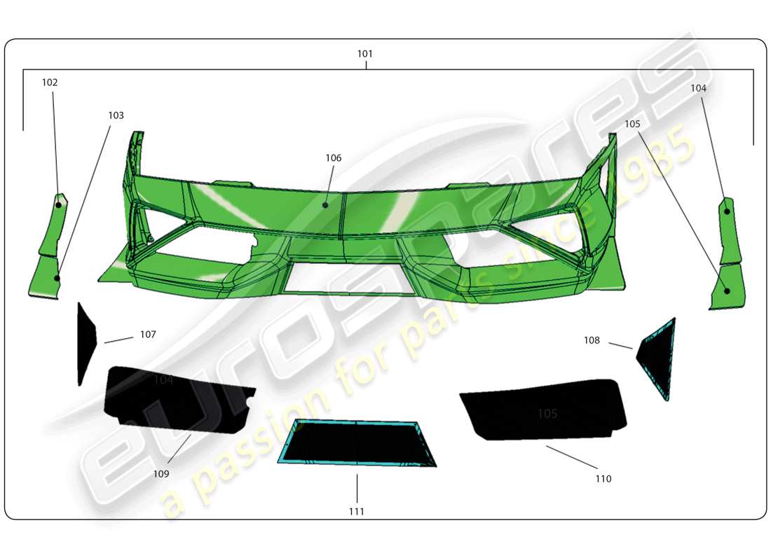 lamborghini super trofeo (2009-2014) front bumper parts diagram