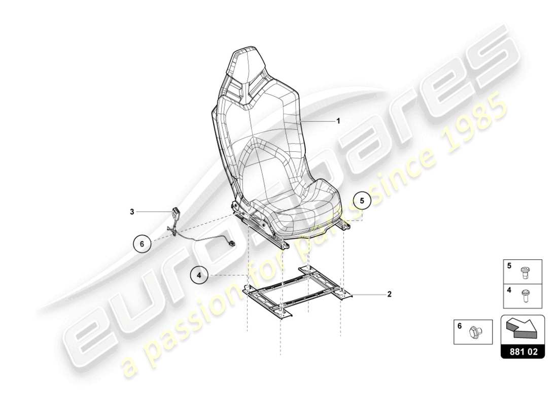 lamborghini lp750-4 sv roadster (2016) sports seat parts diagram