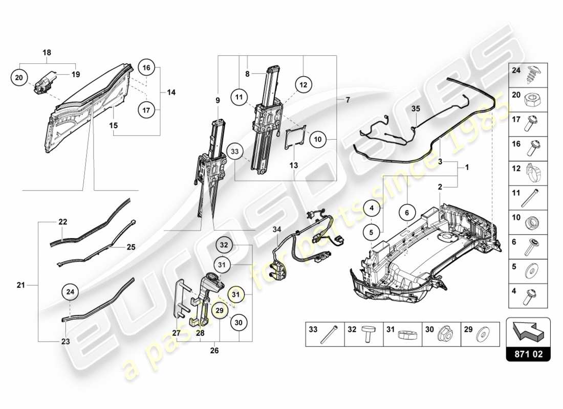 lamborghini lp610-4 spyder (2018) soft top box tray parts diagram
