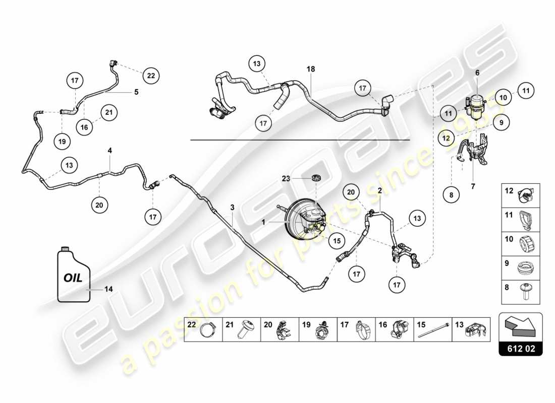 lamborghini 2020 (performante spyder) hydraulic system for brake servo part diagram
