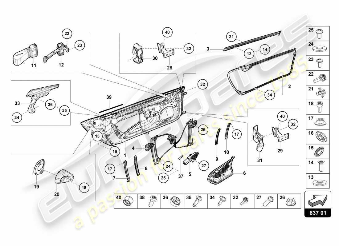 lamborghini 2016 (lp580-2 spyder) doors part diagram