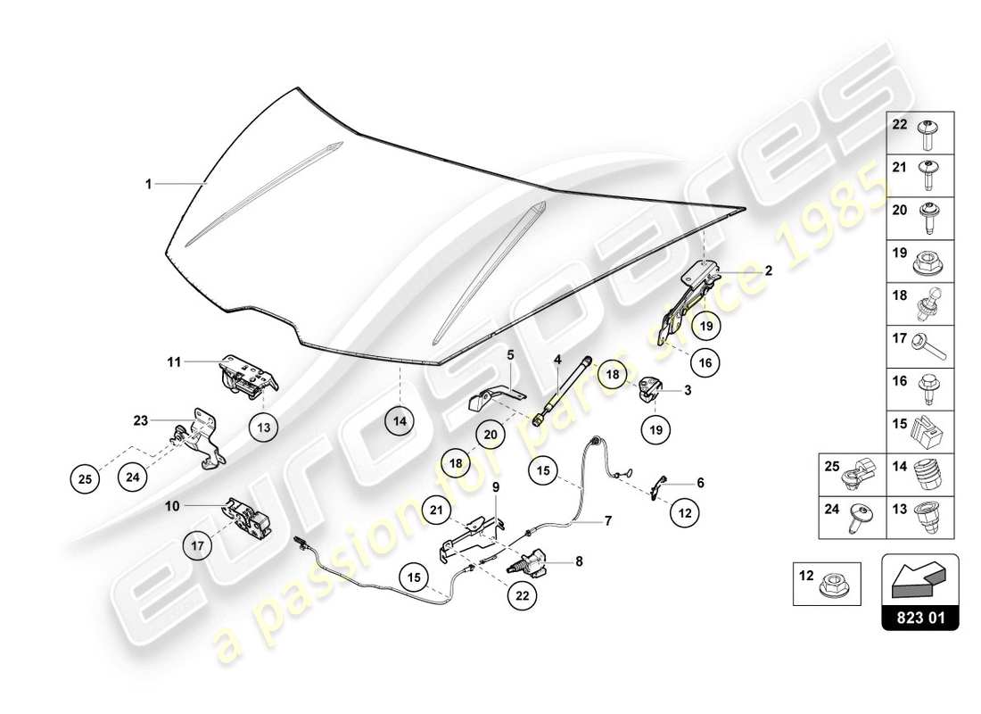 lamborghini lp580-2 coupe (2016) bonnet part diagram