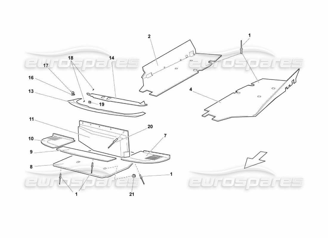 lamborghini murcielago lp670 frame floor panels part diagram