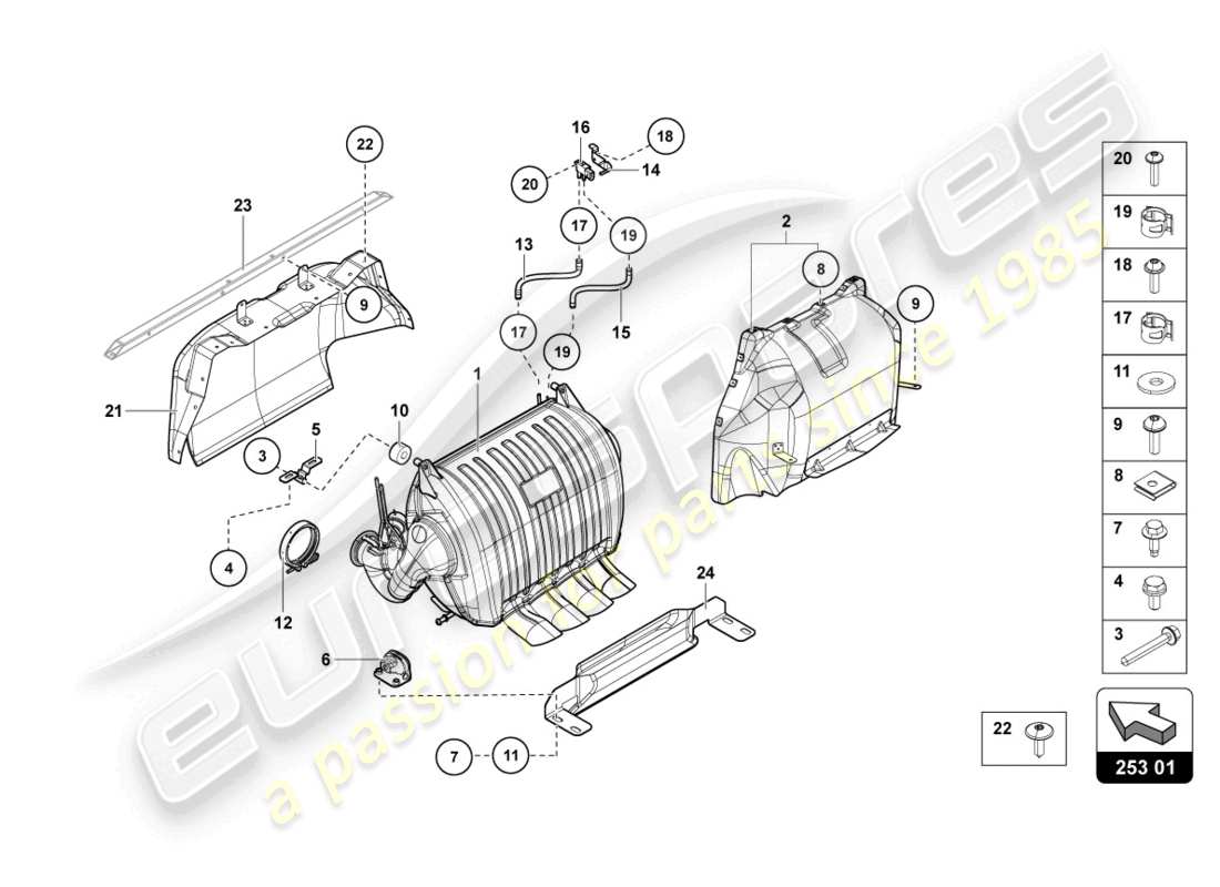 lamborghini lp750-4 sv coupe (2015) silencer with catalyst parts diagram