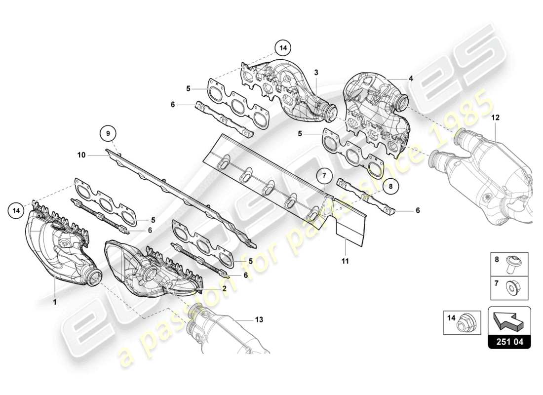 lamborghini lp770-4 svj coupe (2021) exhaust system part diagram