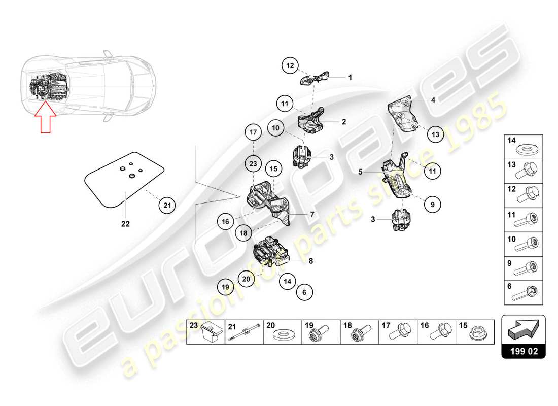lamborghini evo coupe (2020) securing parts for engine part diagram