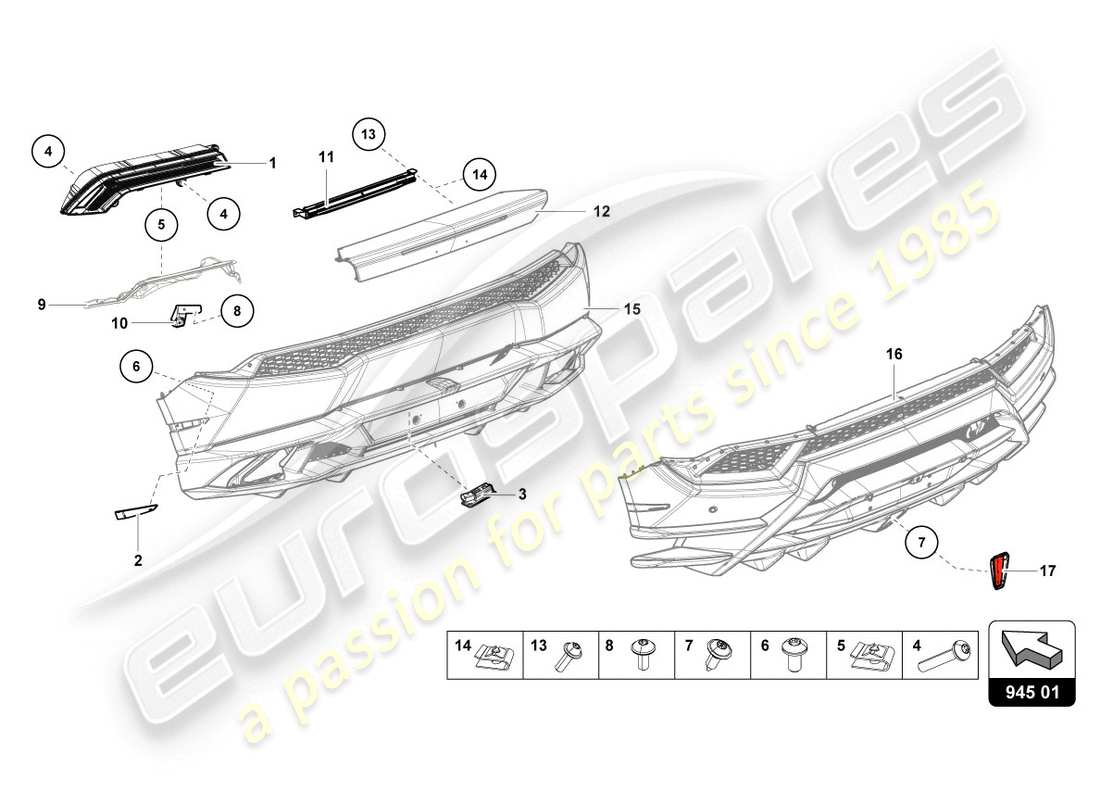 lamborghini lp610-4 coupe (2016) tail light parts diagram
