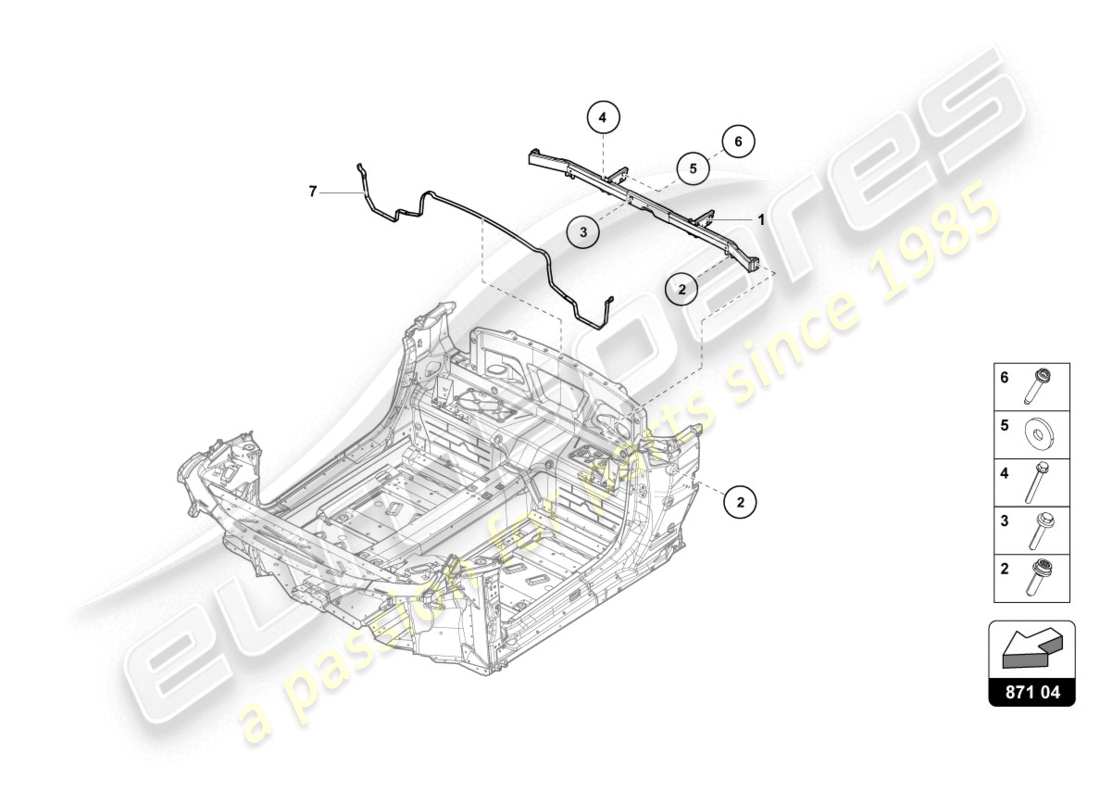 lamborghini 2020 (evo spyder) cross member part diagram