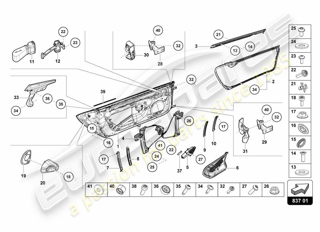 lamborghini performante spyder (2018) doors part diagram