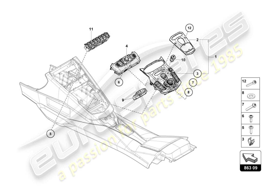 lamborghini 2020 (lp740-4 s roadster) switch unit part diagram